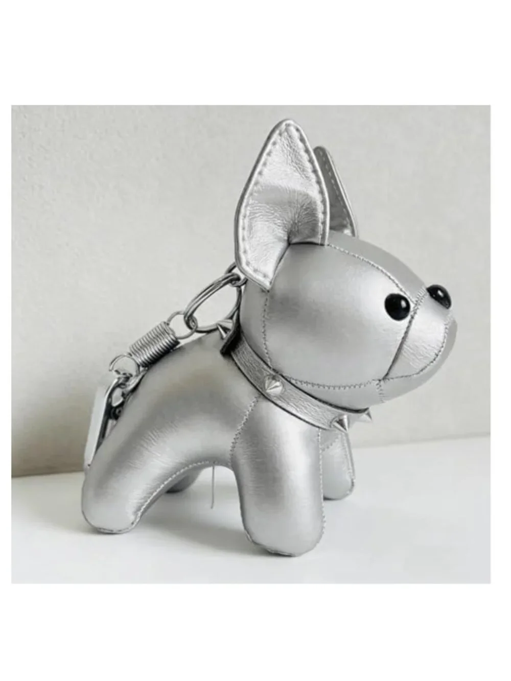 Leather French Bulldog Bag Charm for Women Keychain Tote Purse Accessory